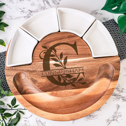 Personalized Round Charcuterie Board With Sections