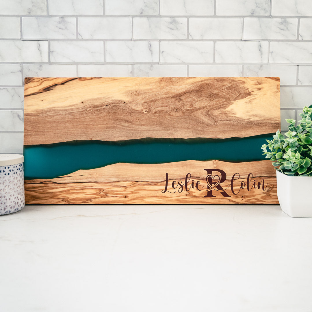 Personalized Olive Wood and Resin Board